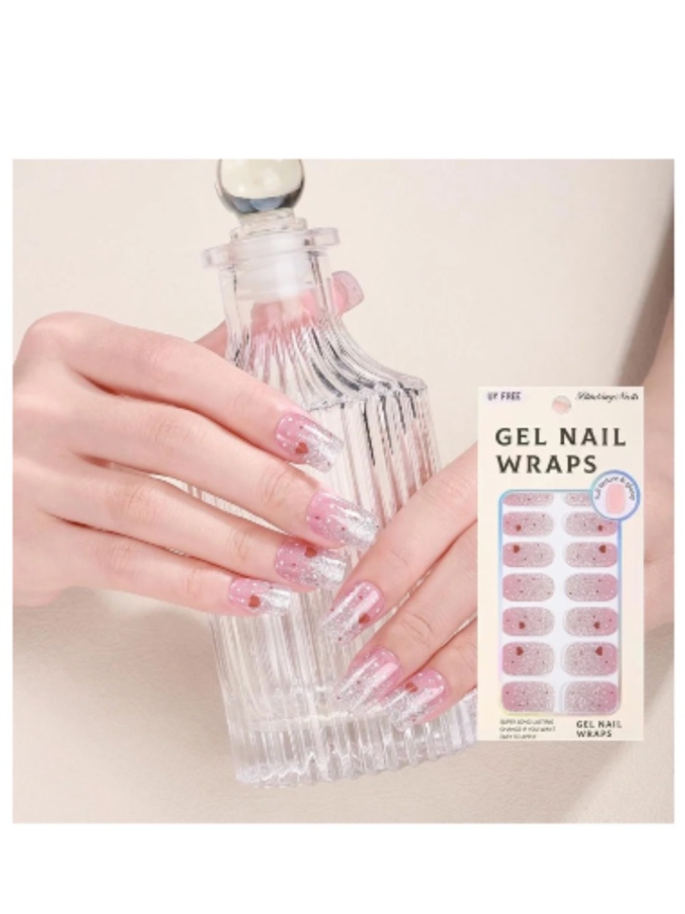 Pink And Silver Glitter Gradient Gel Nail Wraps
